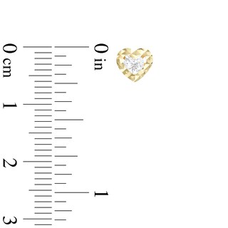 Cubic Zirconia Diamond-Cut Heart Stud Earrings in 10K Gold