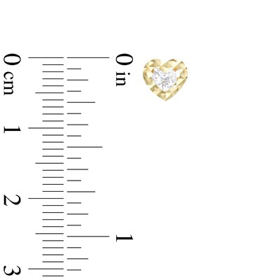 Cubic Zirconia Diamond-Cut Heart Stud Earrings in 10K Gold