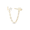 Cubic Zirconia Love Chain Single Earring in 10K Semi-Solid Gold