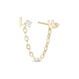 Cubic Zirconia Love Chain Earrings in 10K Semi-Solid Gold