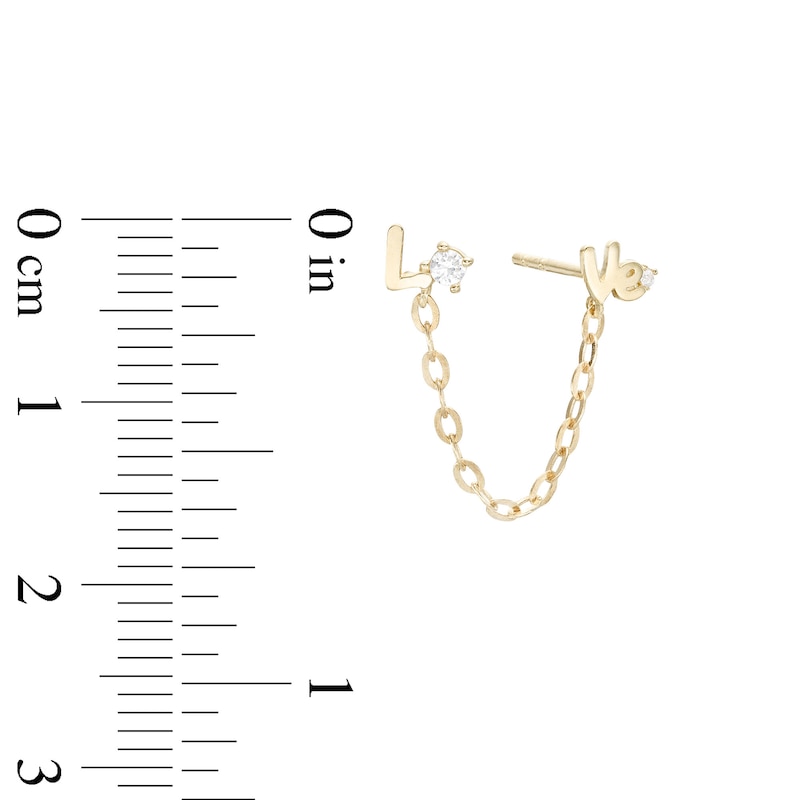 Cubic Zirconia Love Chain Single Earring in 10K Semi-Solid Gold