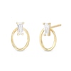 Thumbnail Image 0 of Cubic Zirconia Tapered Circle Stud Earrings in 10K Gold