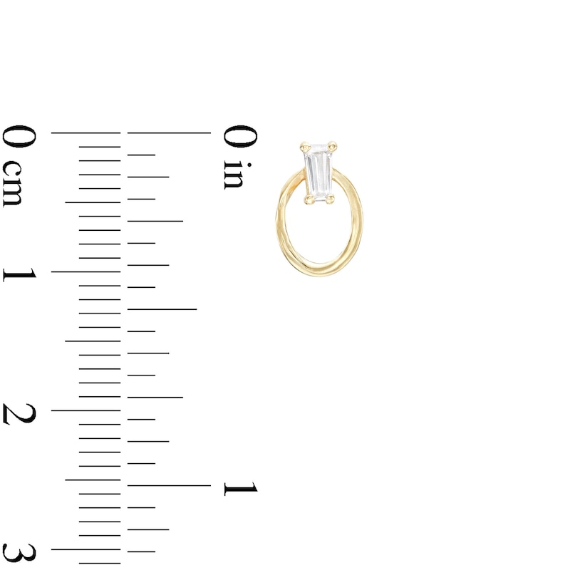 Cubic Zirconia Tapered Circle Stud Earrings in 10K Gold