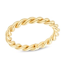 Twist Ring Band in Hollow Sterling Silver with 10K Gold Plate