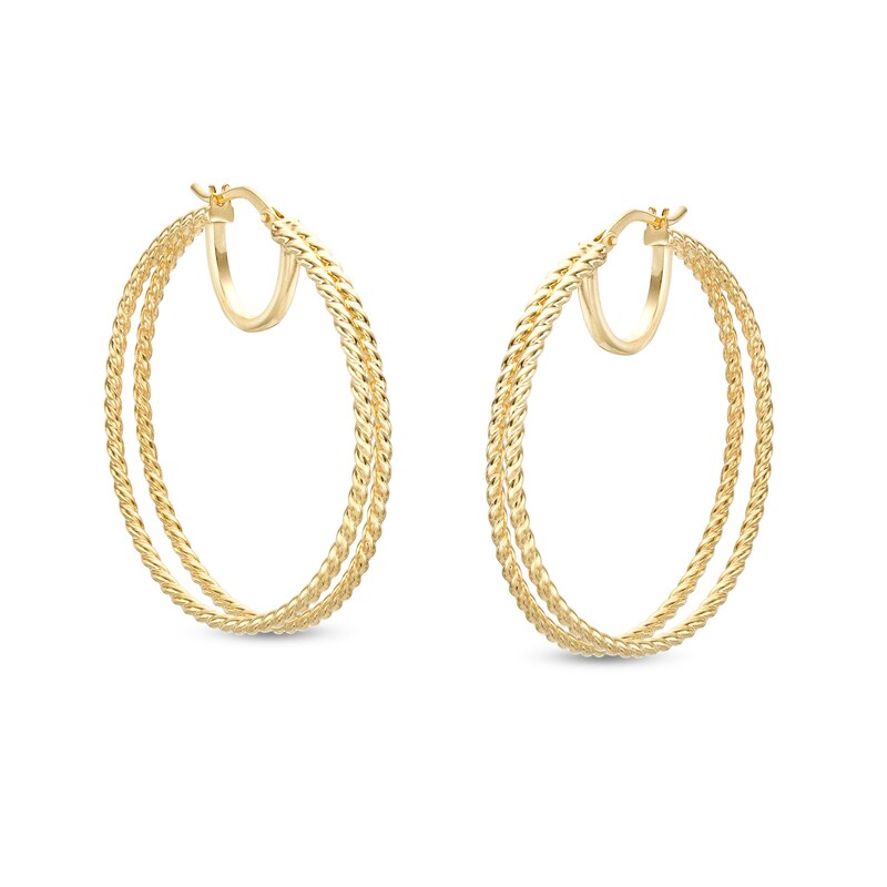 Split Twist Hoop Earrings in Hollow Sterling Silver with 10K Gold Plate