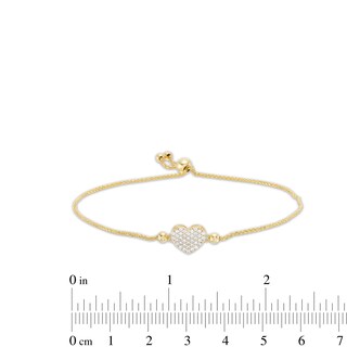 Cubic Zirconia Heart Bolo Bracelet in 10K Gold