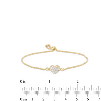 Cubic Zirconia Heart Bolo Bracelet in 10K Gold