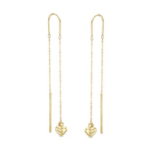 Heart Threader Earrings in 10K Gold