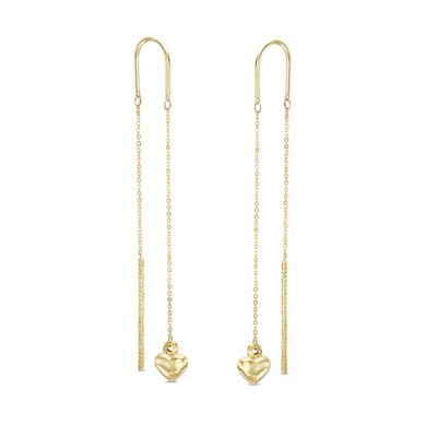 Heart Threader Earrings in 10K Gold