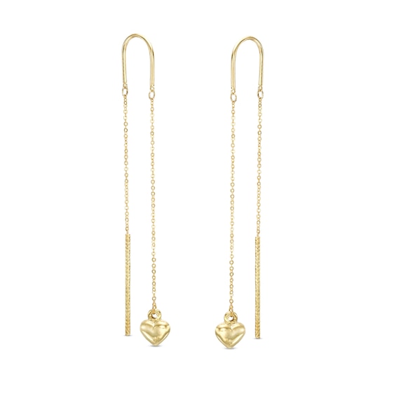 Heart Threader Earrings in 10K Gold