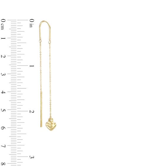 Heart Threader Earrings in 10K Gold