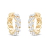 Thumbnail Image 0 of ​​​​​​​1/20 CT. T.W. Diamond Cuban Chain Huggie Hoop Earrings in Sterling Silver with 14K Gold Plate