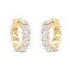Thumbnail Image 1 of ​​​​​​​1/20 CT. T.W. Diamond Cuban Chain Huggie Hoop Earrings in Sterling Silver with 14K Gold Plate