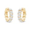 Thumbnail Image 0 of ​​​​​​​1/20 CT. T.W. Diamond Cuban Chain Huggie Hoop Earrings in Sterling Silver with 14K Gold Plate