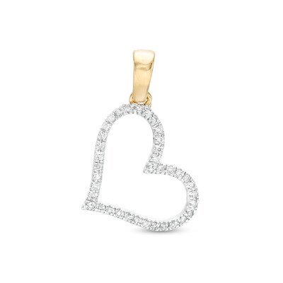 10K Gold 1/20 CT. T.W. Diamond Heart Necklace Charm