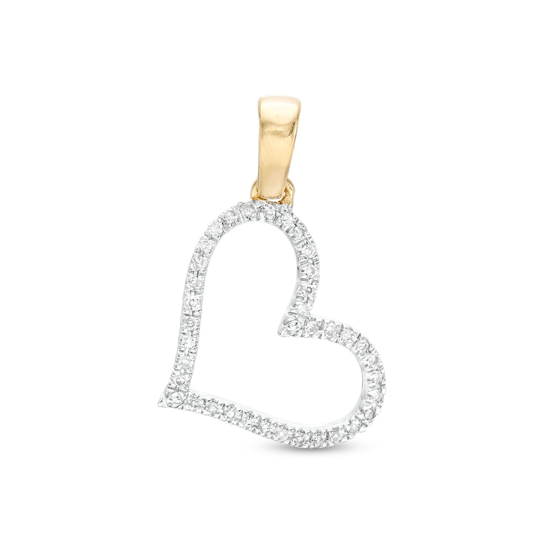 10K Gold 1/20 CT. T.W. Diamond Heart Necklace Charm