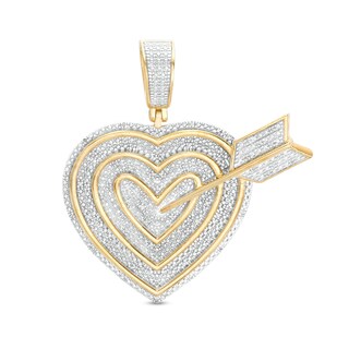 1/10 CT. T.W. Diamond Heart with Arrow Necklace Charm in Sterling Silver with 14K Gold Plate