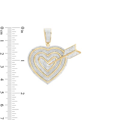 1/10 CT. T.W. Diamond Heart with Arrow Necklace Charm in Sterling Silver with 14K Gold Plate