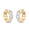 Thumbnail Image 0 of ​​​​​​​1/20 CT. T.W. Diamond Buckle Huggie Hoop Earrings in Sterling Silver with14K Gold Plate