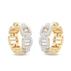 Thumbnail Image 1 of ​​​​​​​1/20 CT. T.W. Diamond Buckle Huggie Hoop Earrings in Sterling Silver with14K Gold Plate