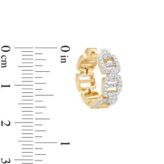 ​​​​​​​1/20 CT. T.W. Diamond Buckle Huggie Hoop Earrings in Sterling Silver with14K Gold Plate