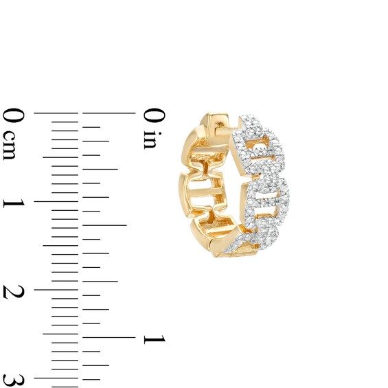 ​​​​​​​1/20 CT. T.W. Diamond Buckle Huggie Hoop Earrings in Sterling Silver with14K Gold Plate