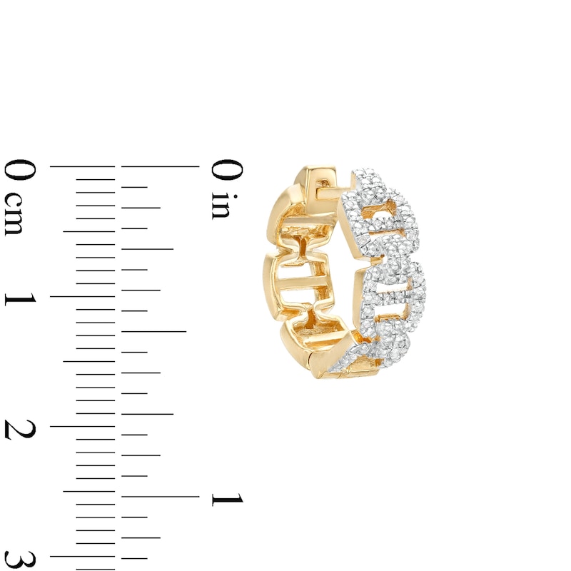 ​​​​​​​1/20 CT. T.W. Diamond Buckle Huggie Hoop Earrings in Sterling Silver with14K Gold Plate