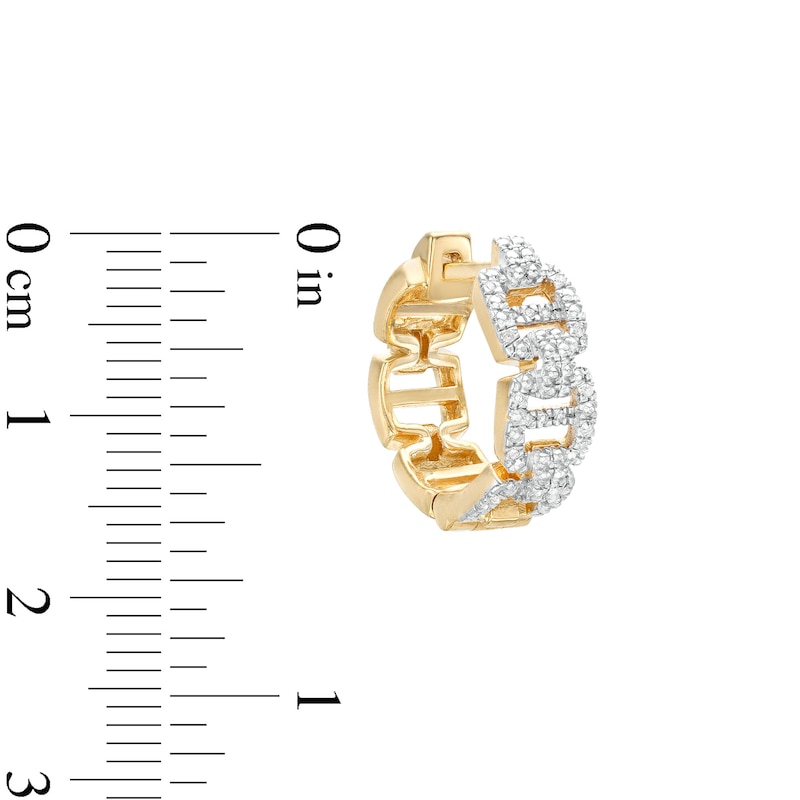 Main Image 2 of ​​​​​​​1/20 CT. T.W. Diamond Buckle Huggie Hoop Earrings in Sterling Silver with14K Gold Plate