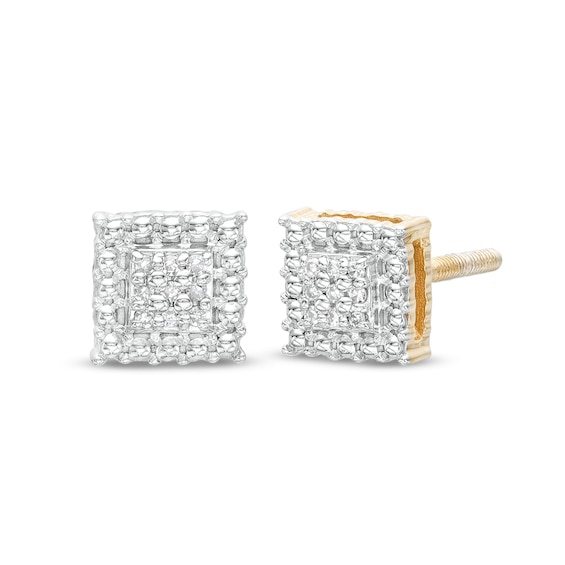 Diamond Accent Square Stud Earrings in Sterling Silver with 14K Gold Plate