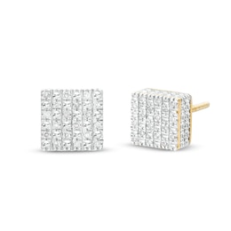 1/20 CT. T.W. Diamond Square Stud Earrings in Sterling Silver with 14K Gold Plate