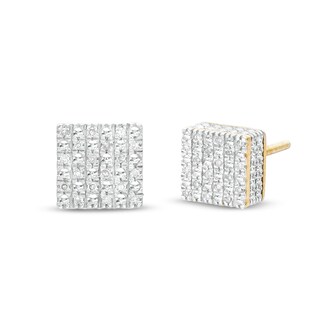 1/20 CT. T.W. Diamond Square Stud Earrings in Sterling Silver with 14K Gold Plate