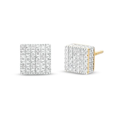 1/20 CT. T.W. Diamond Square Stud Earrings in Sterling Silver with 14K Gold Plate