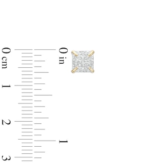1/20 CT. T.W. Diamond Long Prong Cube Stud Earrings in Sterling Silver with 14K Gold Plate