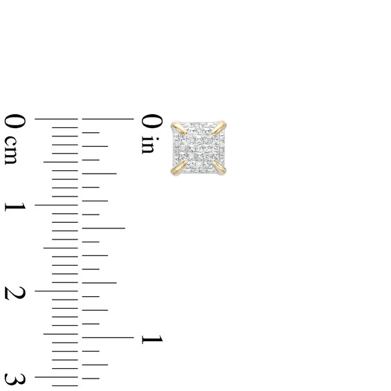 1/20 CT. T.W. Diamond Long Prong Cube Stud Earrings in Sterling Silver with 14K Gold Plate