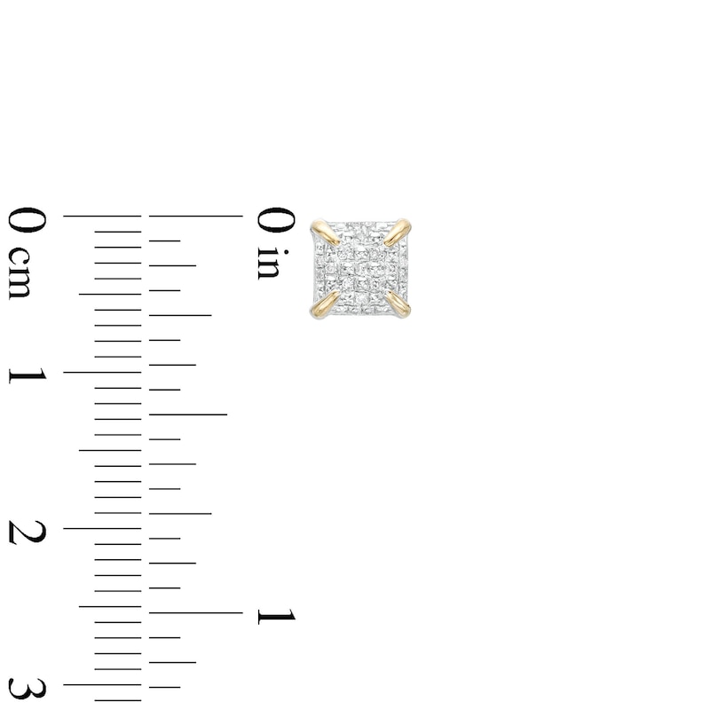 Main Image 2 of 1/20 CT. T.W. Diamond Long Prong Cube Stud Earrings in Sterling Silver with 14K Gold Plate