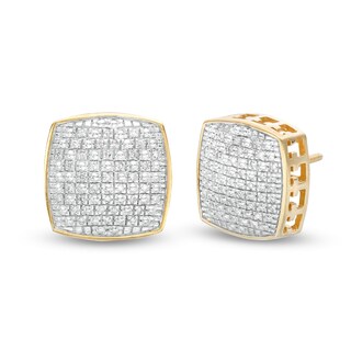 1/10 CT. T.W. Diamond Cube Stud Earrings in Sterling Silver with 14K Gold Plate