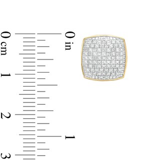 1/10 CT. T.W. Diamond Cube Stud Earrings in Sterling Silver with 14K Gold Plate