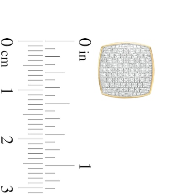 1/10 CT. T.W. Diamond Cube Stud Earrings in Sterling Silver with 14K Gold Plate