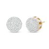 1/10 CT. T.W. Diamond Round Raised Edge Stud Earrings in Sterling Silver with 14K Gold Plate