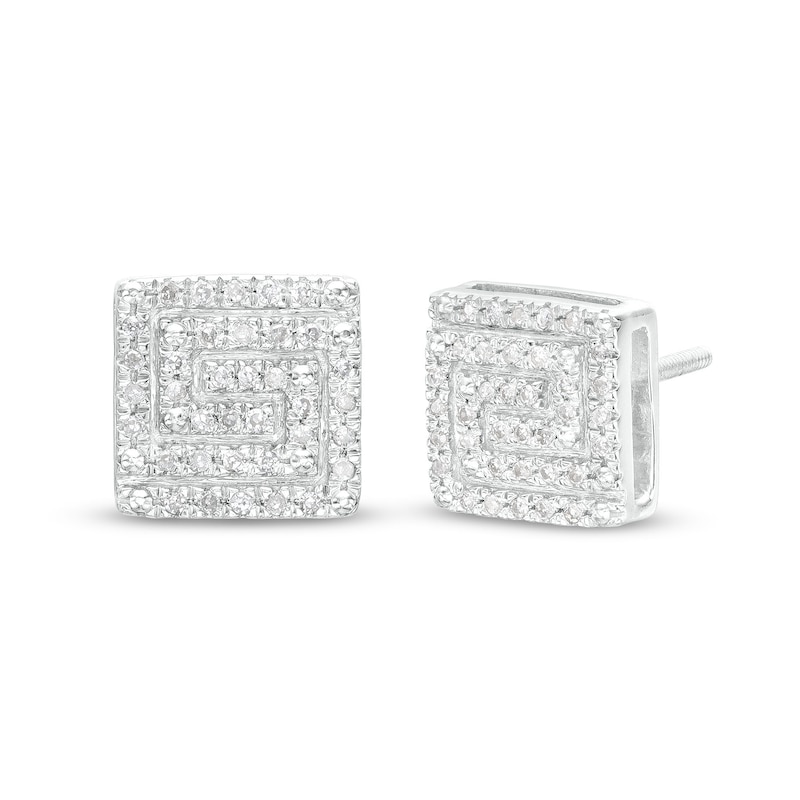 1/10 CT. T.W. Diamond Pavé Square Stud Earrings in Sterling Silver