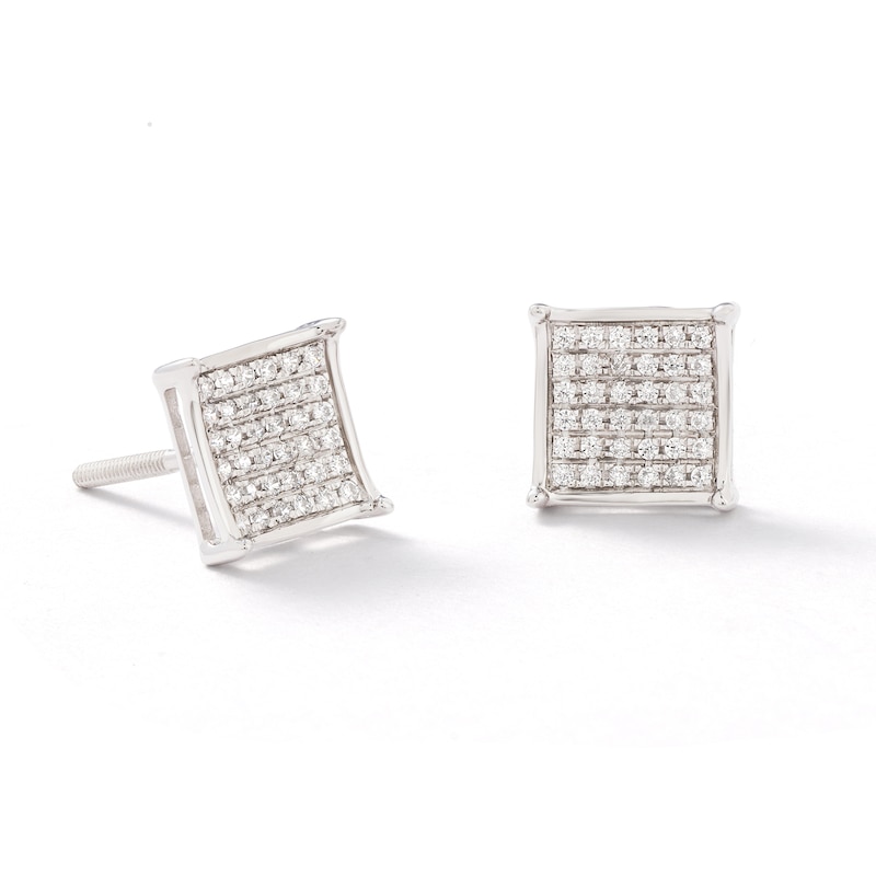 1/10 CT. T.W. Diamond Concave Square Stud Earrings in Sterling Silver