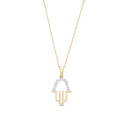 1/10 CT. T.W. Diamond Hamsa Pendant Necklace in 10K Gold