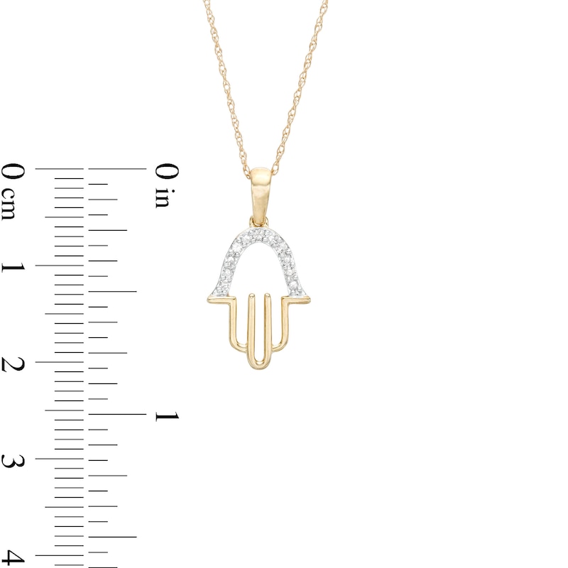 1/10 CT. T.W. Diamond Hamsa Pendant Necklace in 10K Gold