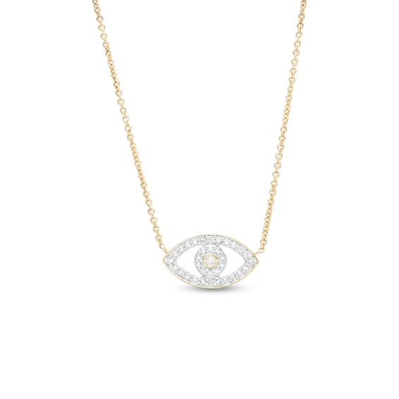 1/20 CT. T.W. Diamond Evil Eye Pendant Necklace in Sterling Silver with 14K Gold Plate