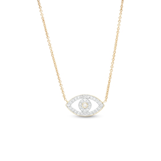 ​​​​​​​1/20 CT. T.W. Diamond Evil Eye Pendant Necklace in Sterling Silver with 14K Gold Plate