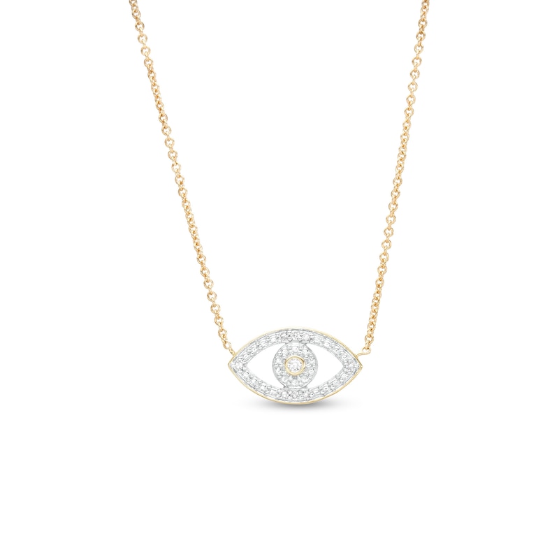 ​​​​​​​1/20 CT. T.W. Diamond Evil Eye Pendant Necklace in Sterling Silver with 14K Gold Plate