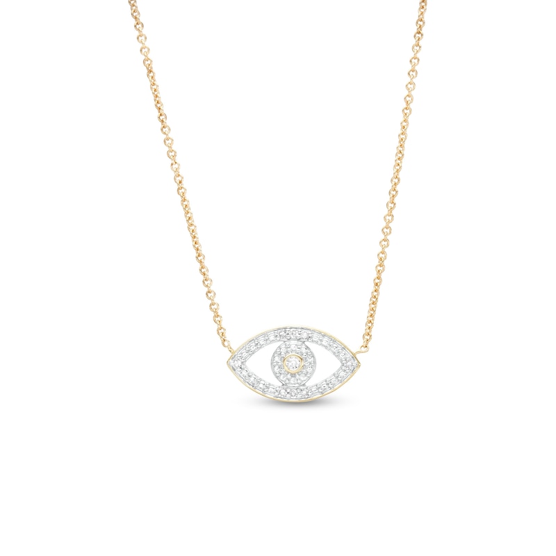 1/20 CT. T.W. Diamond Evil Eye Pendant Necklace in Sterling Silver with 14K Gold Plate