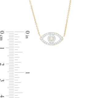 ​​​​​​​1/20 CT. T.W. Diamond Evil Eye Pendant Necklace in Sterling Silver with 14K Gold Plate