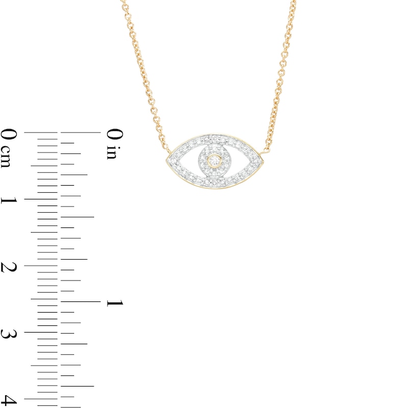 ​​​​​​​1/20 CT. T.W. Diamond Evil Eye Pendant Necklace in Sterling Silver with 14K Gold Plate