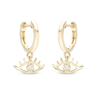 1/20 CT. T.W. Diamond Eyelash Huggie Hoop Earrings in Sterling Silver with 14K Gold Plate